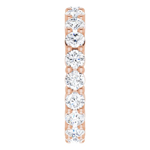 10K Gold Round Natural Diamond Shared-Prong Eternity Band – 3.4 mm Stones - Rose Gold - view 4