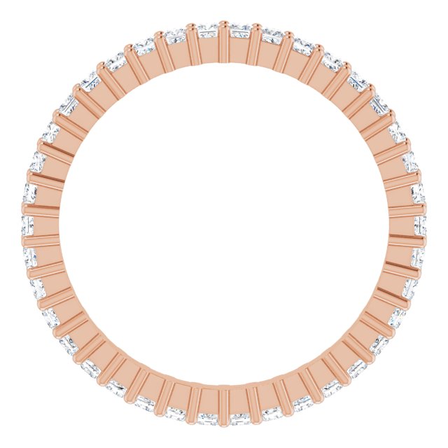 10K Gold Square Lab-Grown Diamond Shared-Prong Eternity Band – 1.5x1.5 mm Stones - Rose Gold - view 2
