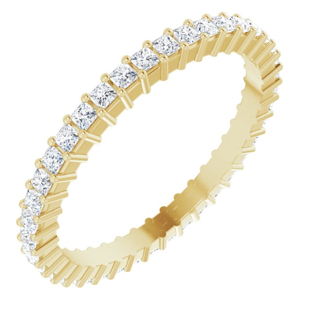 10K Gold Square Natural Diamond Shared-Prong Eternity Band – 1.5x1.5 mm Stones - Yellow Gold
