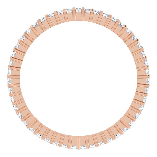 10K Gold Square Lab-Grown Diamond Shared-Prong Eternity Band – 1.25x1.25 mm Stones - Rose Gold - view 2