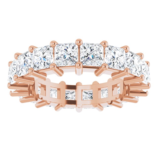10K Gold Square Lab-Grown Diamond Shared-Prong Eternity Band – 4x4 mm Stones - Rose Gold - view 3