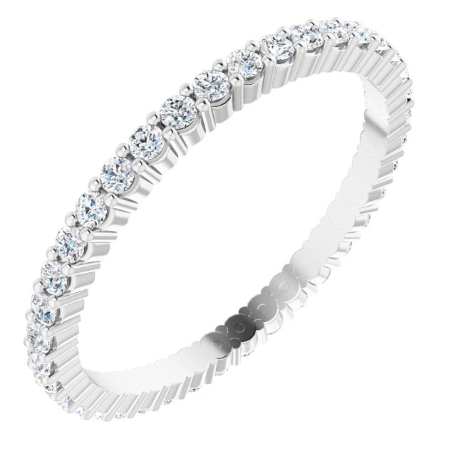 14K Gold Round Lab-Grown Diamond Shared-Prong Eternity Band – 1.5 mm Stones - White Gold