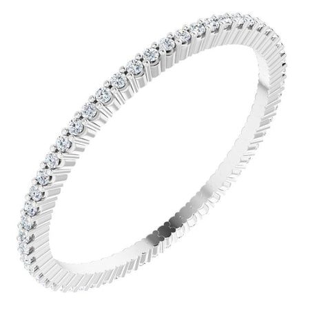 10K Gold Round Natural Diamond Shared-Prong Eternity Band – 1 mm Stones - White Gold