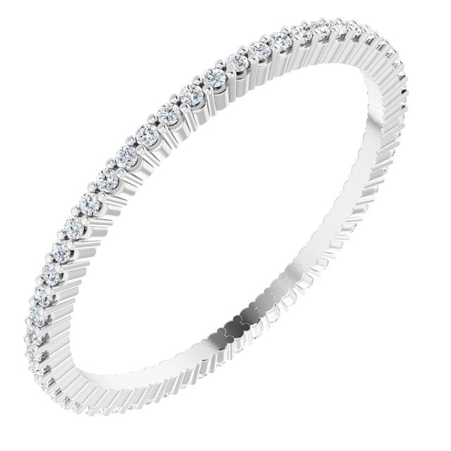 10K Gold Round Lab-Grown Diamond Shared-Prong Eternity Band – 1 mm Stones - White Gold
