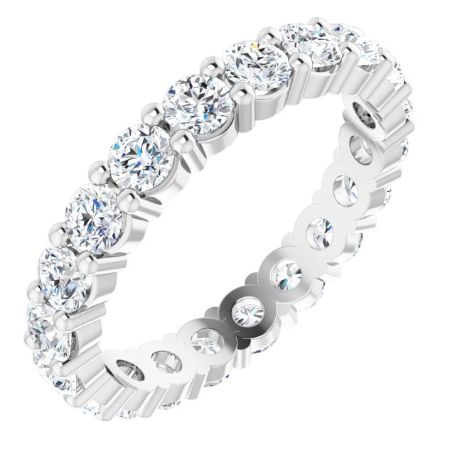 10K Gold Round Natural Diamond Shared-Prong Eternity Band – 3.2 mm Stones - White Gold