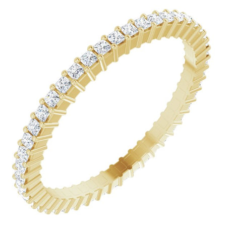 10K Gold Square Lab-Grown Diamond Shared-Prong Eternity Band – 1.25x1.25 mm Stones - Yellow Gold