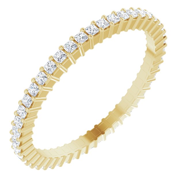 10K Gold Square Natural Diamond Shared-Prong Eternity Band – 1.25x1.25 mm Stones - Yellow Gold