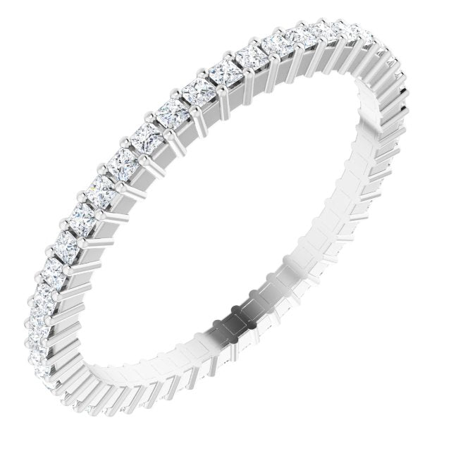 10K Gold Square Lab-Grown Diamond Shared-Prong Eternity Band – 1.25x1.25 mm Stones - White Gold