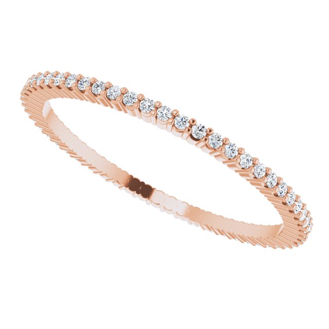 10K Gold Round Natural Diamond Shared-Prong Eternity Band – 1 mm Stones - Rose Gold - view 5