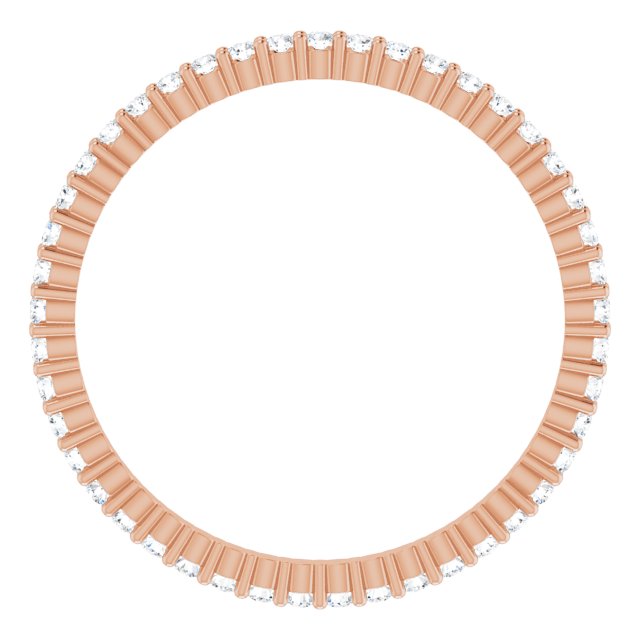 10K Gold Round Lab-Grown Diamond Shared-Prong Eternity Band – 1.3 mm Stones - Rose Gold - view 2