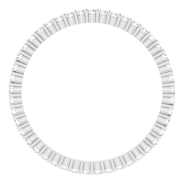 10K Gold Round Natural Diamond Shared-Prong Eternity Band – 1.3 mm Stones - White Gold - view 2