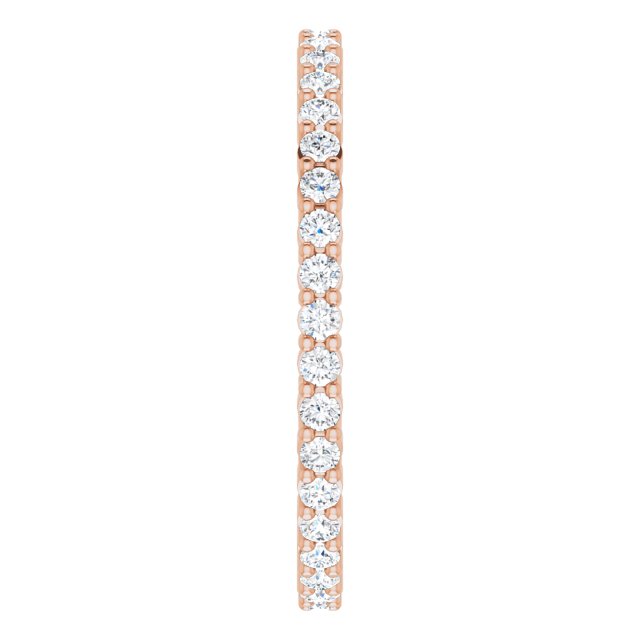 10K Gold Round Lab-Grown Diamond Shared-Prong Eternity Band – 1.5 mm Stones - Rose Gold - view 4