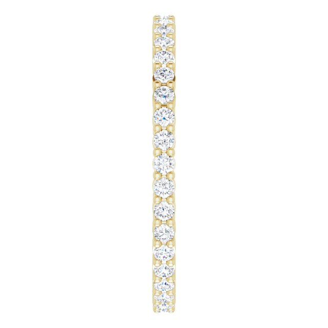 14K Gold Round Lab-Grown Diamond Shared-Prong Eternity Band – 1.5 mm Stones - Yellow Gold - view 4