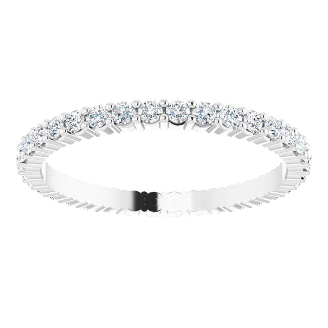10K Gold Round Natural Diamond Shared-Prong Eternity Band – 1.7 mm Stones - White Gold - view 3