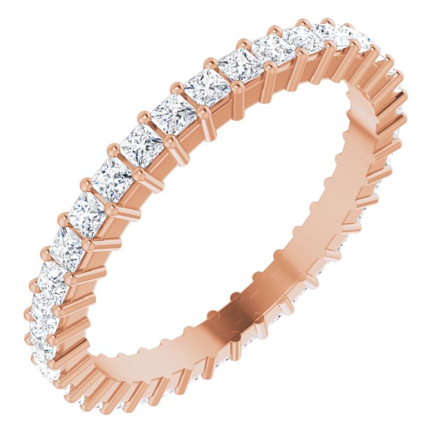 10K Gold Square Lab-Grown Diamond Shared-Prong Eternity Band – 1.75x1.75 mm Stones - Rose Gold