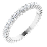 10K Gold Square Lab-Grown Diamond Shared-Prong Eternity Band – 1.75x1.75 mm Stones - White Gold
