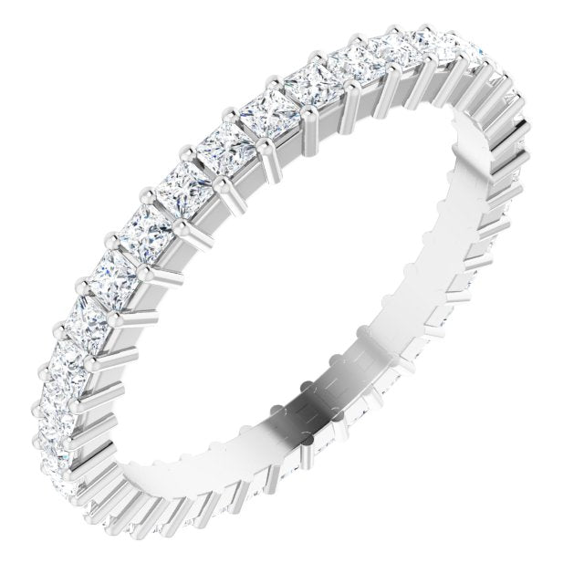 10K Gold Square Lab-Grown Diamond Shared-Prong Eternity Band – 1.75x1.75 mm Stones - White Gold