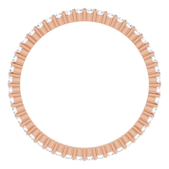 10K Gold Round Natural Diamond Shared-Prong Eternity Band – 1.3 mm Stones - Rose Gold - view 2