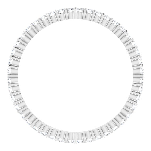 10K Gold Round Natural Diamond Shared-Prong Eternity Band – 1.3 mm Stones - White Gold - view 2
