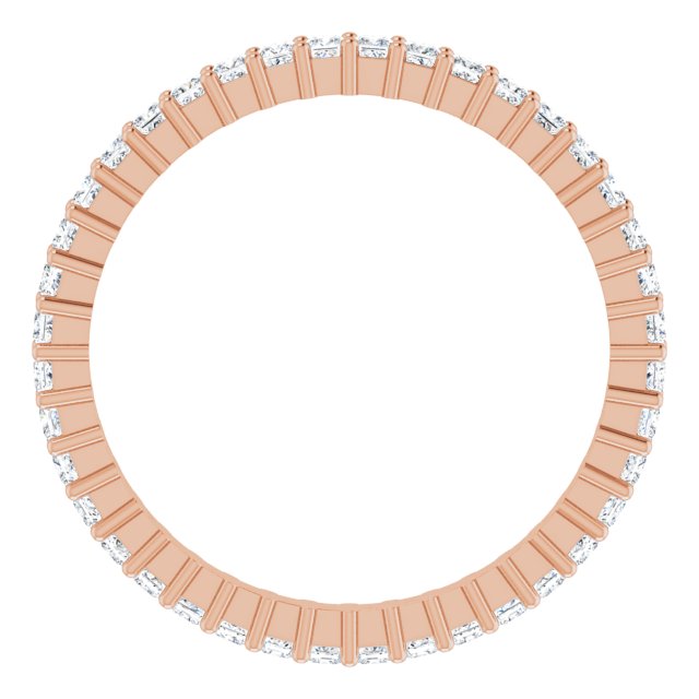 10K Gold Square Natural Diamond Shared-Prong Eternity Band – 1.5x1.5 mm Stones - Rose Gold - view 2