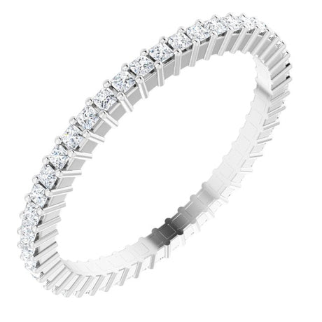 10K Gold Square Natural Diamond Shared-Prong Eternity Band – 1.25x1.25 mm Stones - White Gold
