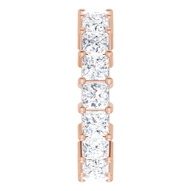 10K Gold Square Natural Diamond Shared-Prong Eternity Band – 4x4 mm Stones - Rose Gold - view 4