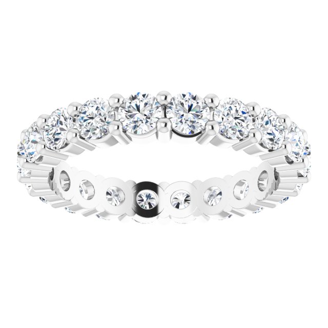 10K Gold Round Natural Diamond Shared-Prong Eternity Band – 3.2 mm Stones - White Gold - view 3