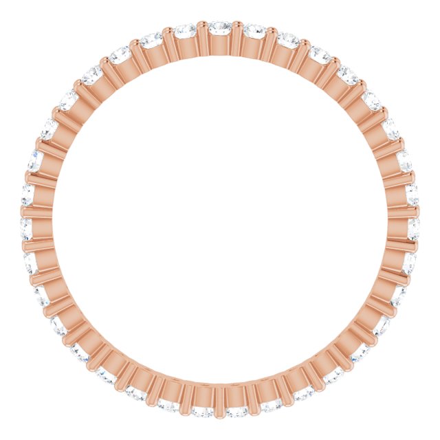 10K Gold Round Lab-Grown Diamond Shared-Prong Eternity Band – 1.75 mm Stones - Rose Gold - view 2