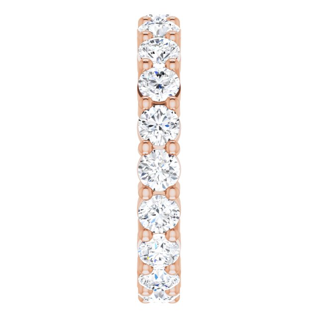 10K Gold Round Natural Diamond Shared-Prong Eternity Band – 3.5 mm Stones - Rose Gold - view 4