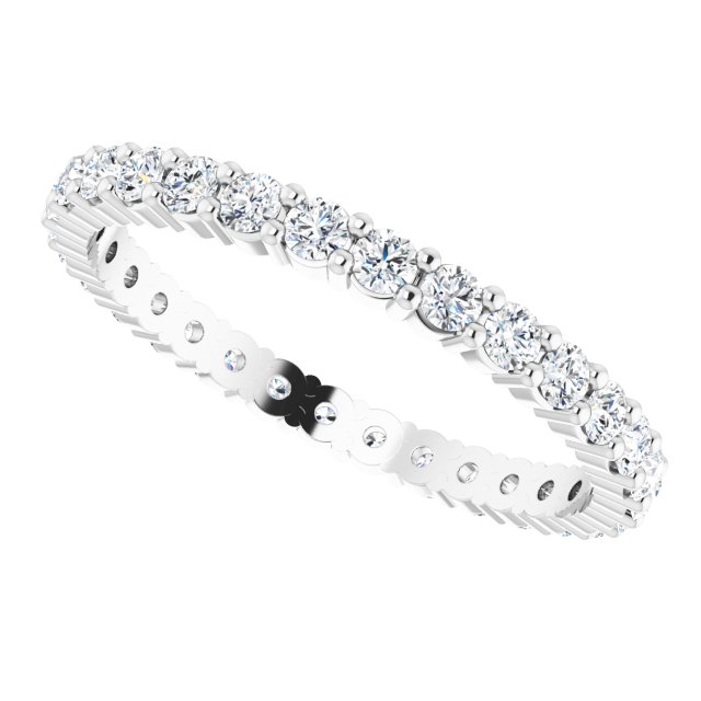 10K Gold Round Natural Diamond Shared-Prong Eternity Band – 2 mm Stones - White Gold - view 5