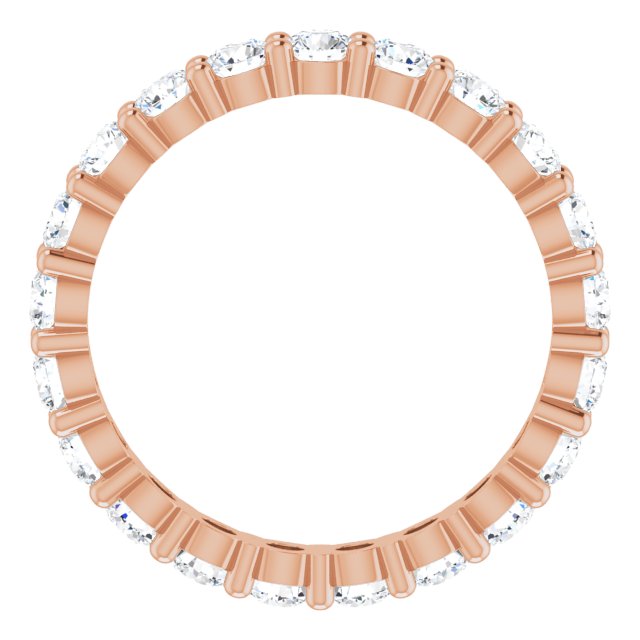 10K Gold Round Lab-Grown Diamond Shared-Prong Eternity Band – 3 mm Stones - Rose Gold - view 2