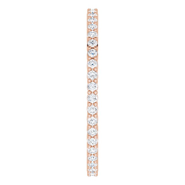 10K Gold Round Lab-Grown Diamond Shared-Prong Eternity Band – 1.3 mm Stones - Rose Gold - view 4