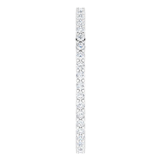 10K Gold Round Natural Diamond Shared-Prong Eternity Band – 1.3 mm Stones - White Gold - view 4