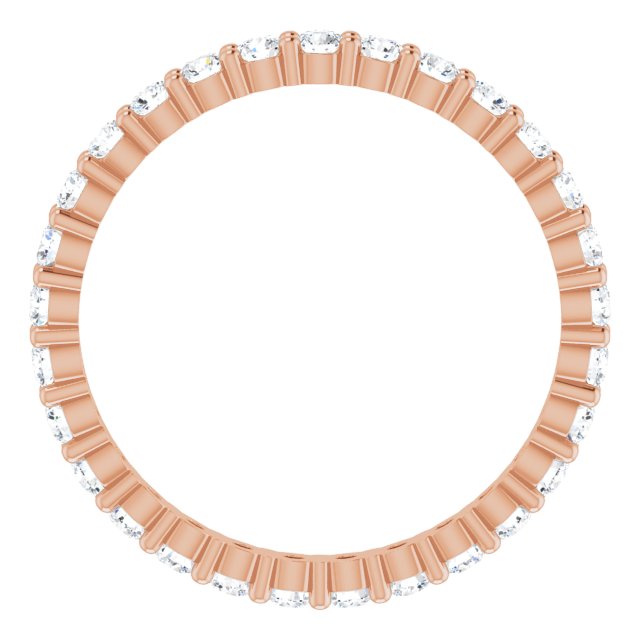 10K Gold Round Natural Diamond Shared-Prong Eternity Band – 2 mm Stones - Rose Gold - view 2