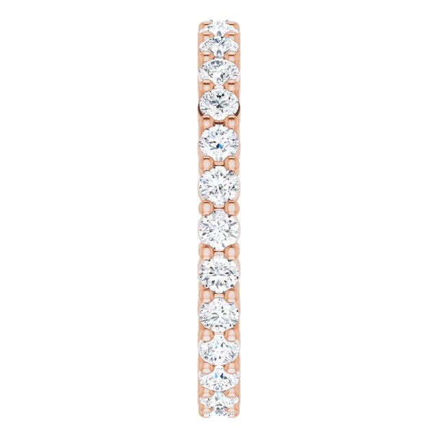 10K Gold Round Lab-Grown Diamond Shared-Prong Eternity Band – 2.25 mm Stones - Rose Gold - view 4