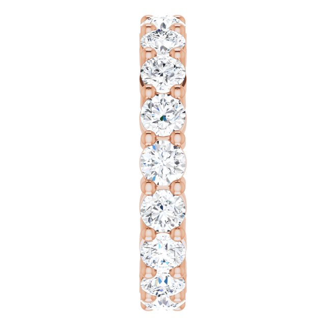 10K Gold Round Natural Diamond Shared-Prong Eternity Band – 3.75 mm Stones - Rose Gold - view 4