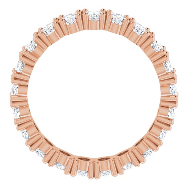 14K Gold Oval Natural Diamond Shared-Prong Eternity Band – 5x3 mm Stones - Rose Gold - view 2
