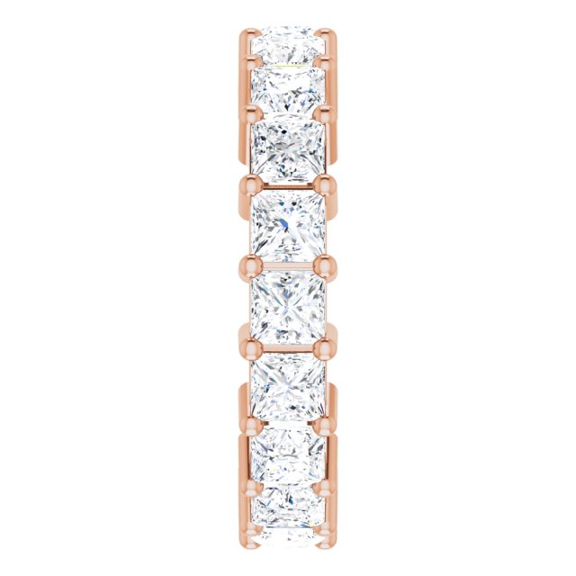 10K Gold Square Natural Diamond Shared-Prong Eternity Band – 3.5x3.5 mm Stones - Rose Gold - view 4