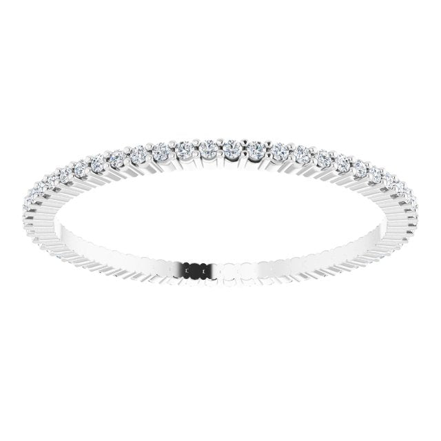 10K Gold Round Lab-Grown Diamond Shared-Prong Eternity Band – 1 mm Stones - White Gold - view 3
