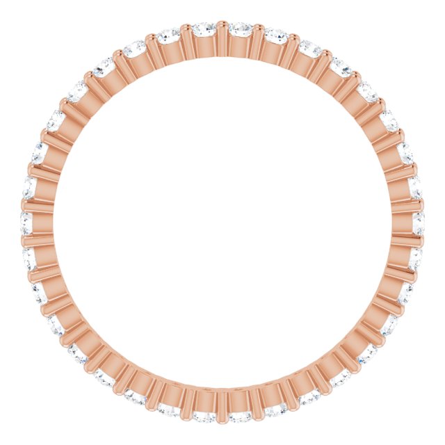 10K Gold Round Natural Diamond Shared-Prong Eternity Band – 1.75 mm Stones - Rose Gold - view 2