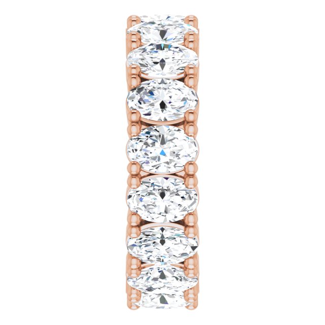 10K Gold Oval Lab-Grown Diamond Shared-Prong Eternity Band – 6x4 mm Stones - Rose Gold - view 4