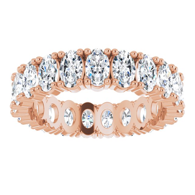 10K Gold Oval Lab-Grown Diamond Shared-Prong Eternity Band – 5x3 mm Stones - Rose Gold - view 3
