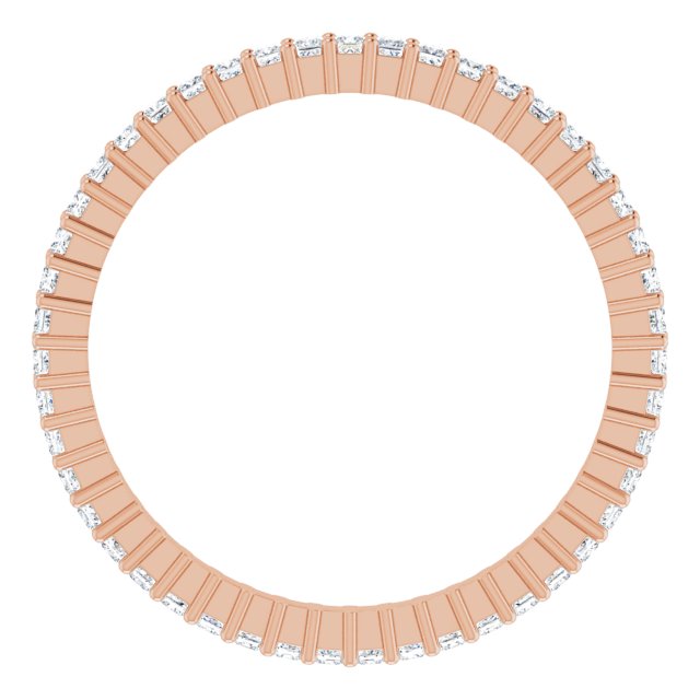 10K Gold Square Natural Diamond Shared-Prong Eternity Band – 1.25x1.25 mm Stones - Rose Gold - view 2