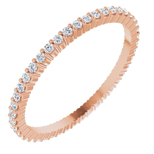 10K Gold Round Lab-Grown Diamond Shared-Prong Eternity Band – 1.3 mm Stones - Rose Gold