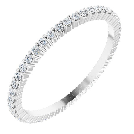 10K Gold Round Natural Diamond Shared-Prong Eternity Band – 1.3 mm Stones - White Gold