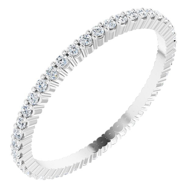 10K Gold Round Natural Diamond Shared-Prong Eternity Band – 1.3 mm Stones - White Gold