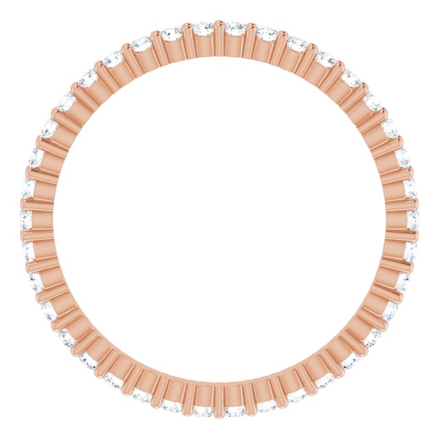 10K Gold Round Natural Diamond Shared-Prong Eternity Band – 1.5 mm Stones - Rose Gold - view 2