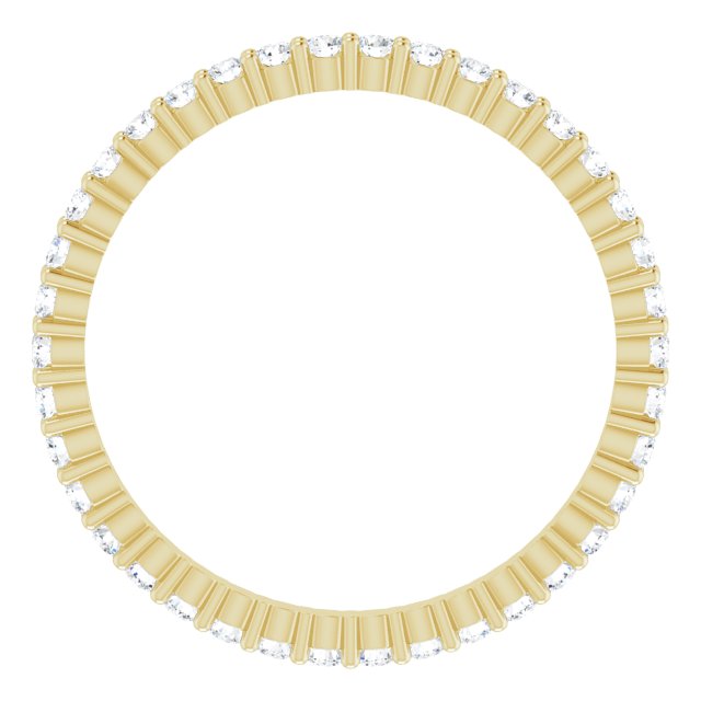 14K Gold Round Lab-Grown Diamond Shared-Prong Eternity Band – 1.5 mm Stones - Yellow Gold - view 2