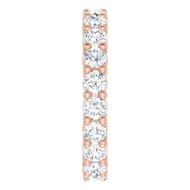 10K Gold Round Natural Diamond Shared-Prong Eternity Band – 3.2 mm Stones - Rose Gold - view 4