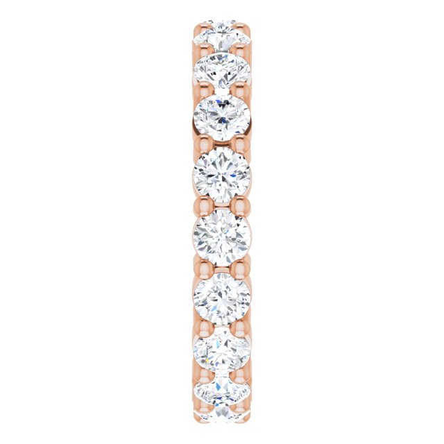 10K Gold Round Lab-Grown Diamond Shared-Prong Eternity Band – 3.4 mm Stones - Rose Gold - view 4